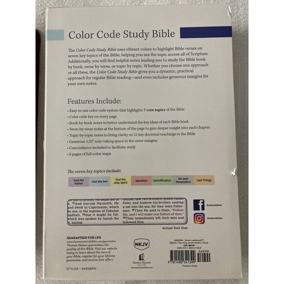 Color Code Study Bible, NKJV Brown leathersoft  NEW - Picture 3 of 7